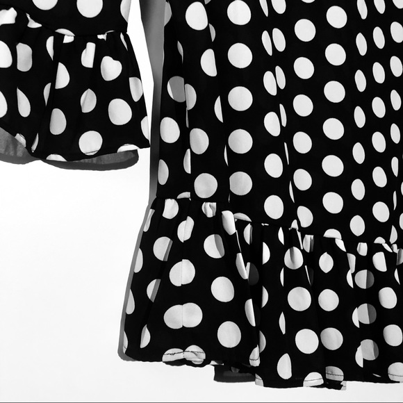 Michael Kors Polka Dot Flutter Ruffle Sleeve Top M - Picture 8 of 11